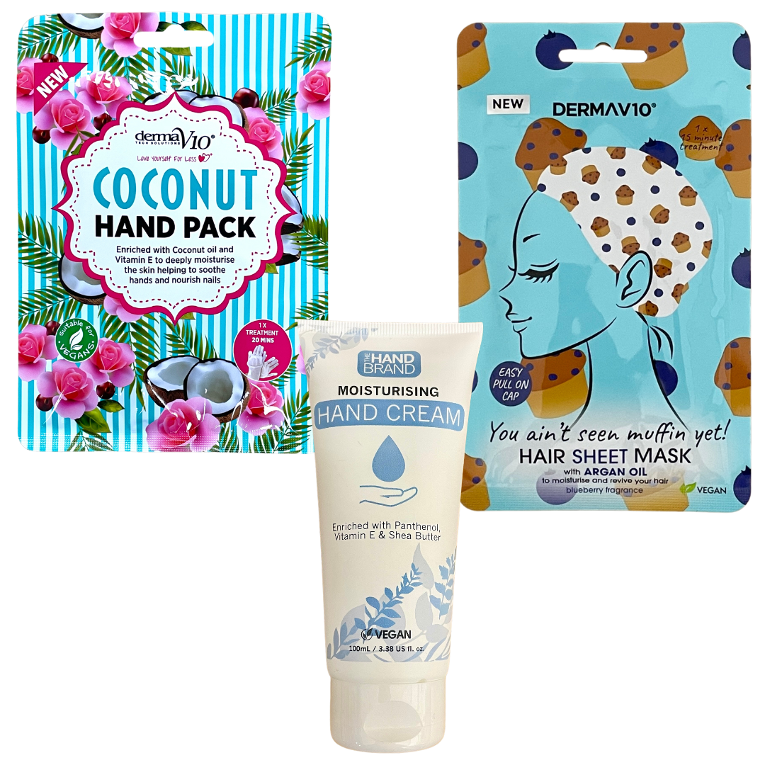 Coconut Hand Packs, Hair Sheet Masks & Vegan Hand Cream Bundle