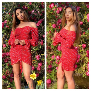 One Off Job Lot of 22 Brown Sugar Wear Red Floral Ruched Dress