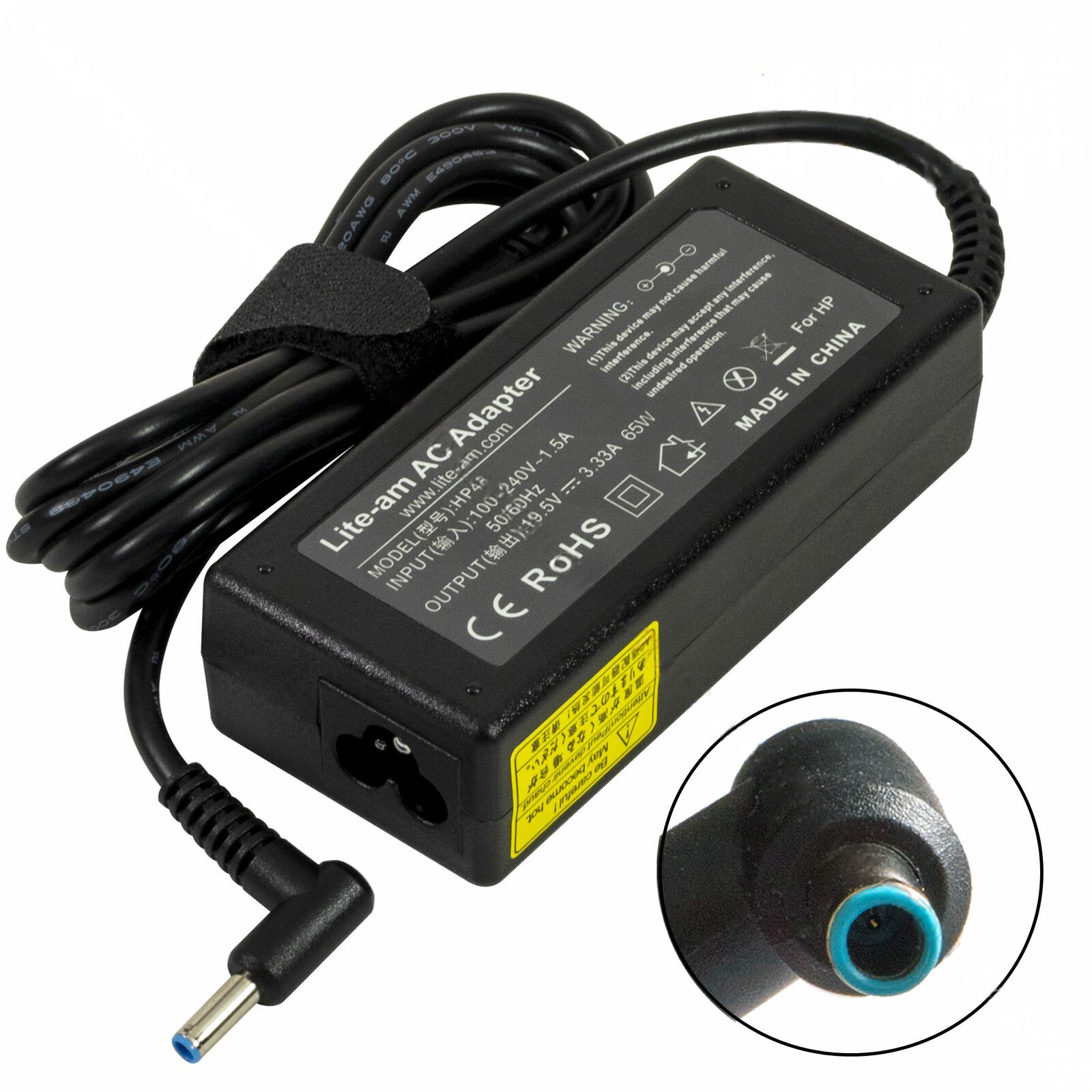 For HP Blue Pin 65W 19.5V 3.33A Laptop AC Adapter Charger