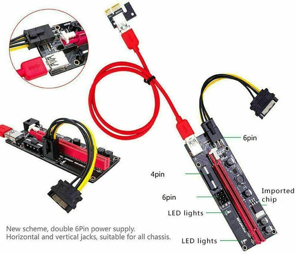 60 x JobLot Wholesale Bulk VER009S PCI-E Riser Card PCIe 1x to 16x USB 3.0
