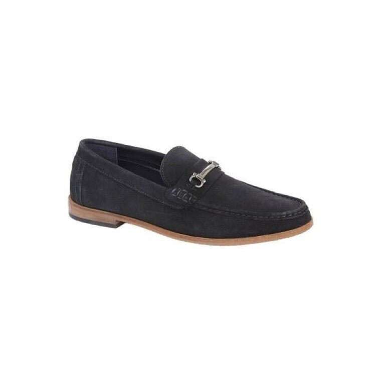 10 x Roamers Mens Navy Blue & Sand Slip-On Suede Loafers New Boxed Genuine Leather Shoes