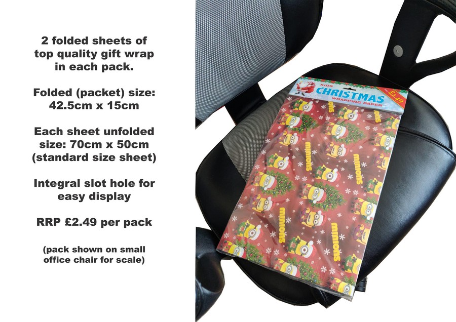 Children's Themed Christmas Wrapping Paper - 80 Packs of 2 Sheets