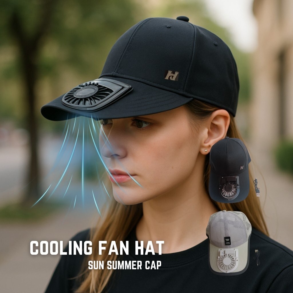 20pcs-Sun Hat with Cooling Fan Baseball Cap Breathable USB Rechargeable-10pcs Each Colour|GCHAT001002|UK SELLER
