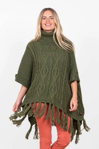 Wholesale Job Lot of 4 Brakeburn Women's Khaki Tassels Poncho