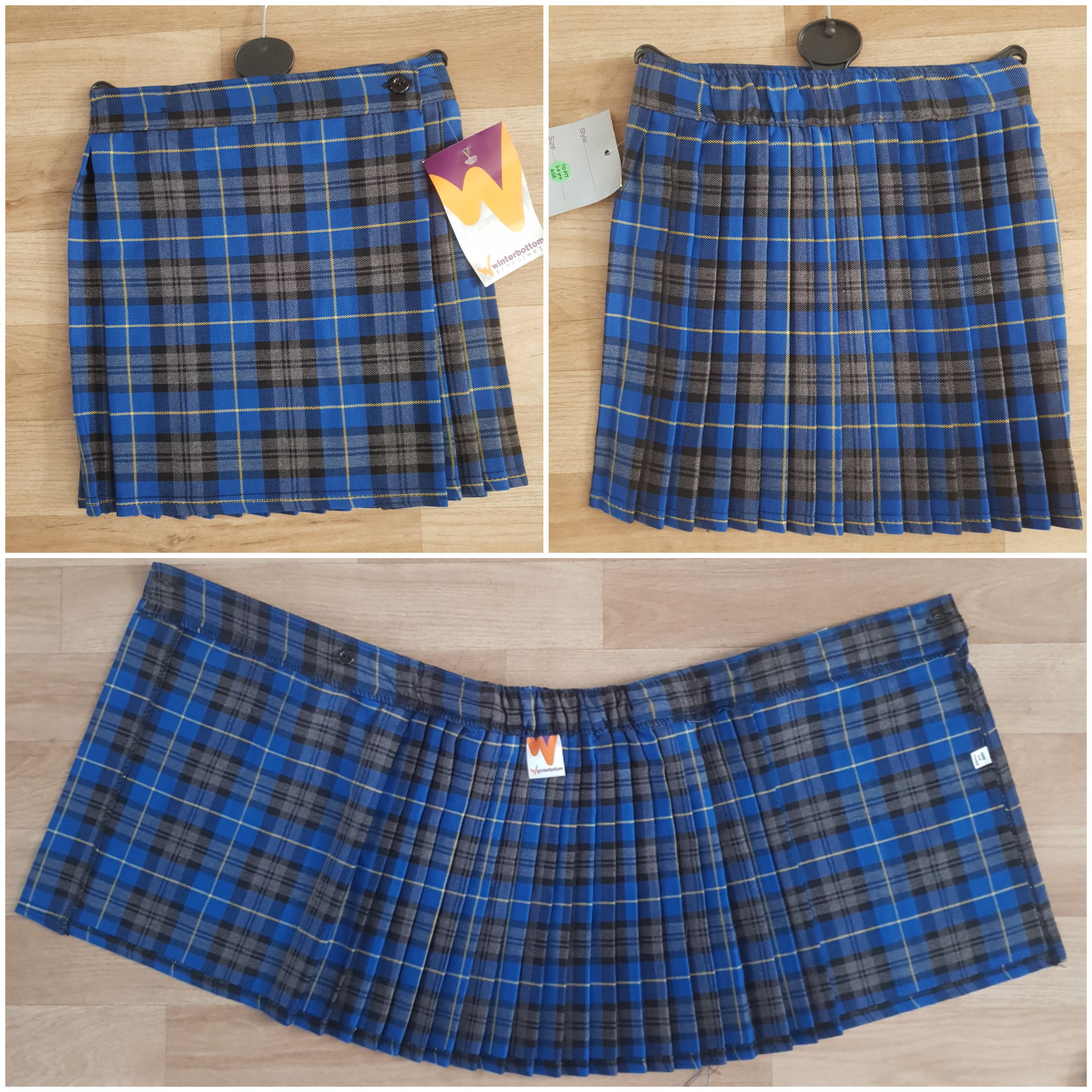 Lot of 46 Winterbottoms Tartan Kilts 2yrs to 6yrs Grey Blue Red