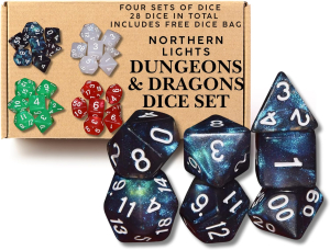 Space Themed x28 DnD Polyhedral Dice Set - Dungeons and Dragons Dice Sets with Free Dice Bagch
