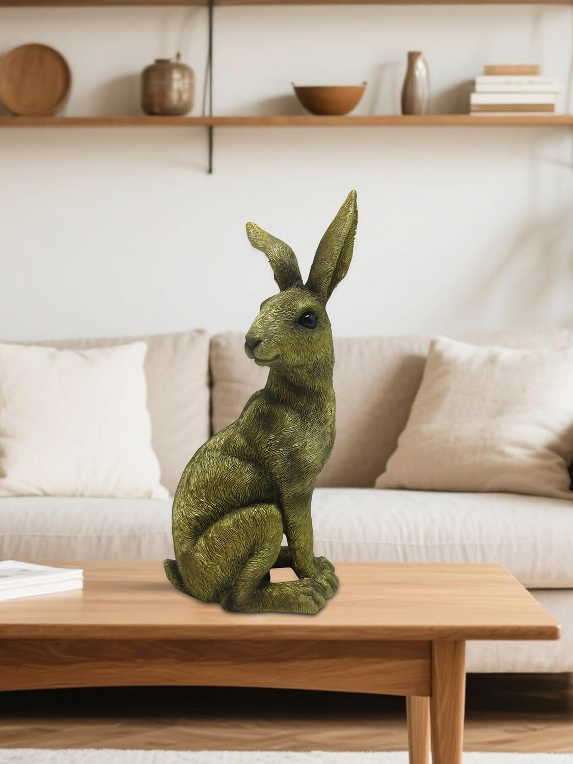 24cm Sitting Hare Bronze Resin Ornament 