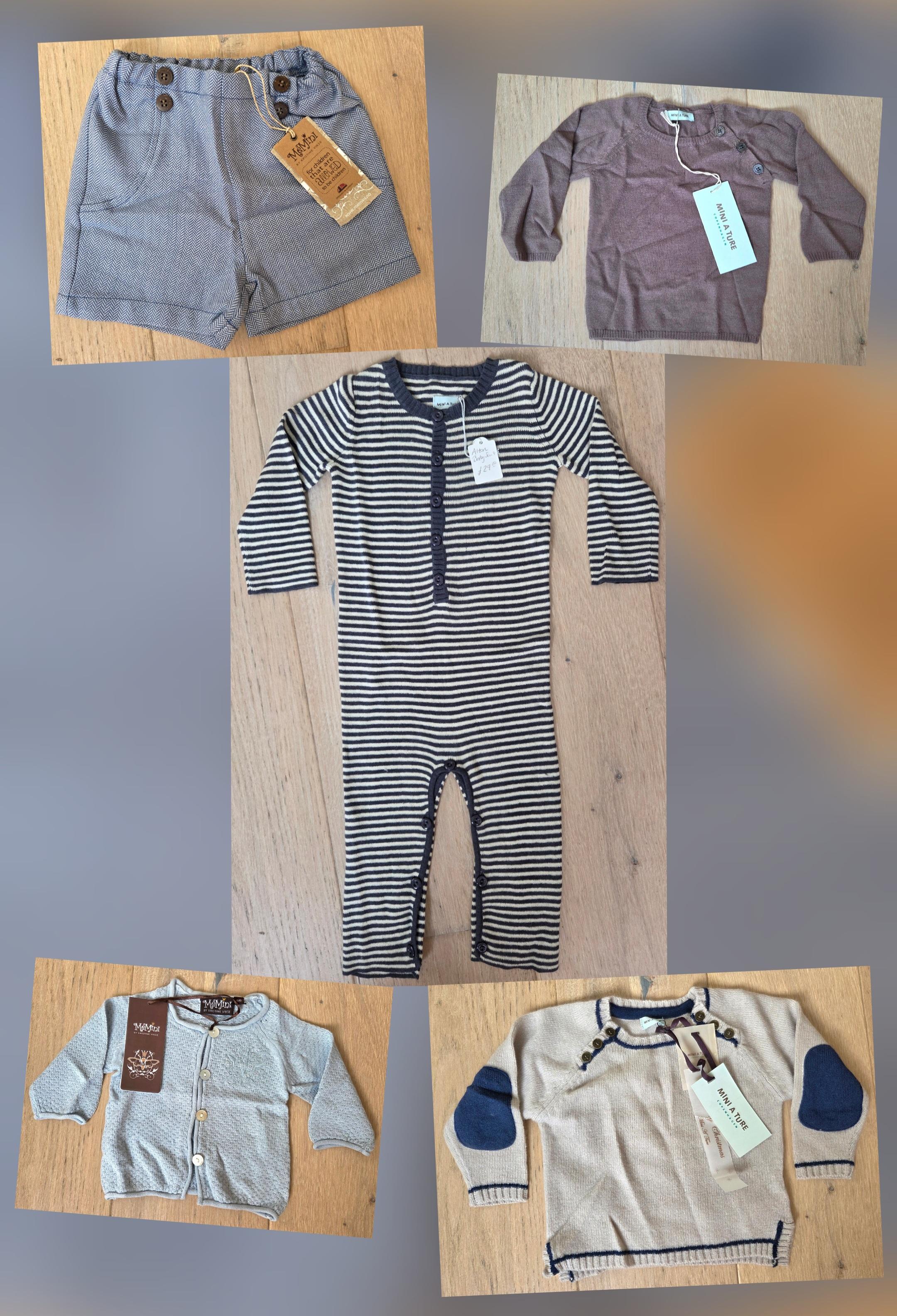 One Off Joblot Of 11 Mixed Baby Boys Jumpers Cardigans Shorts Memini Mini A Ture  Sizes 1-12m