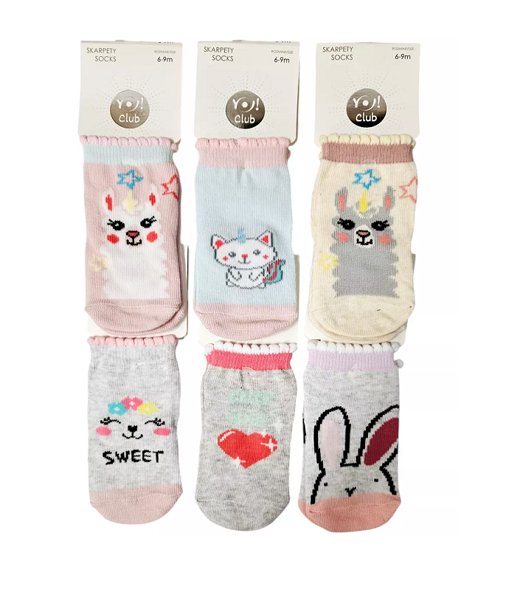 YO Club Baby Girl Cotton Socks Single Pack Assorted Joblot for Resale 78pc