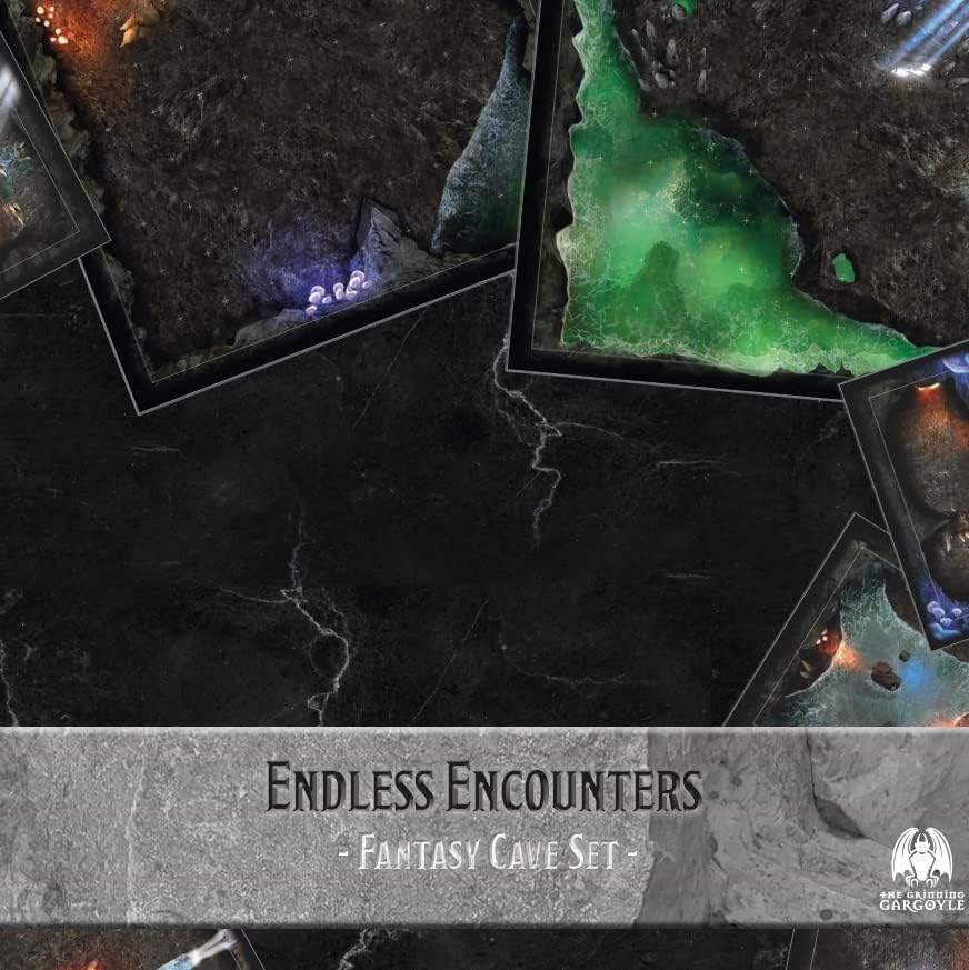 Endless Encounters Fantasy DnD Map Tiles – Double Sided 28mm Miniature Battle Mats – DnD Board with Inch Square Grid Tabletop DnD Accessories - Ad