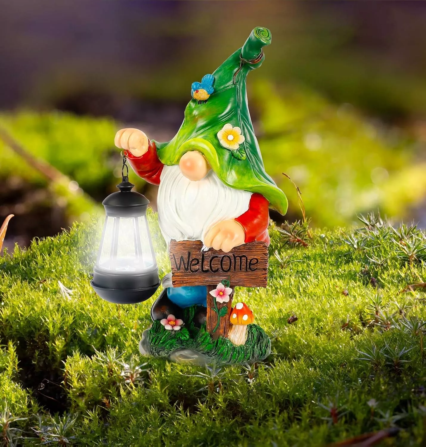 Solar Gnome Decoration - Hand Painted Garden Gnome Solar with Amazing Detail - Funny Resin Solar Gnomes Garden Figurines for Outdoor
