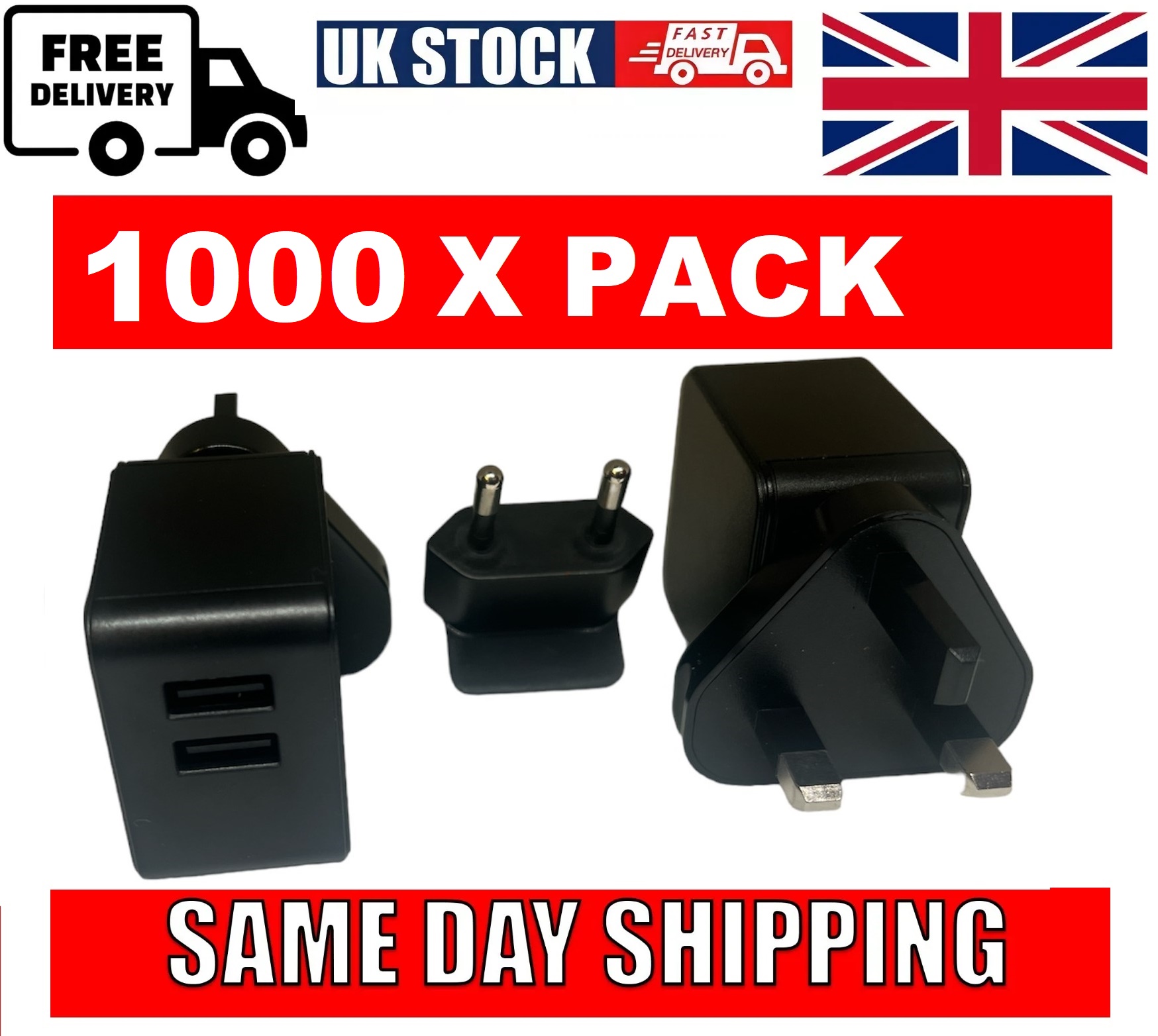 1000 X usb charger plugs for iphone huawei samsung job lot trader esellers car boot