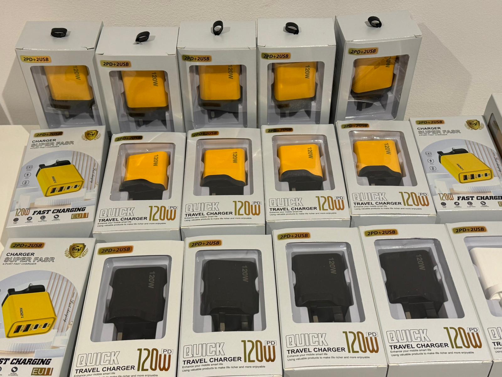 30 x 4-Port Fast USB Charger Plug 120W PD Type-C + USB 3.0 iPhone Samsung Universal