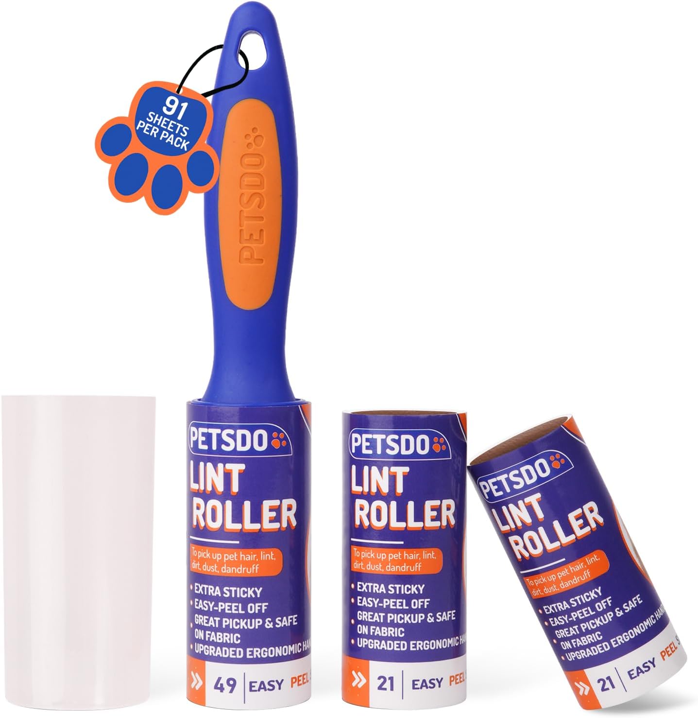 Lint Rollers Pack of 3-91 Sticky Sheets Roller for Pet Hair & Clothes - Remover with Replacement head ideal All Fabrics, Effective on Dust, and Debris