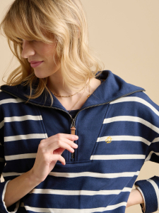 One Off Joblot of 6 Ladies Brakeburn Navy Stripe Quarter Zip Sweat