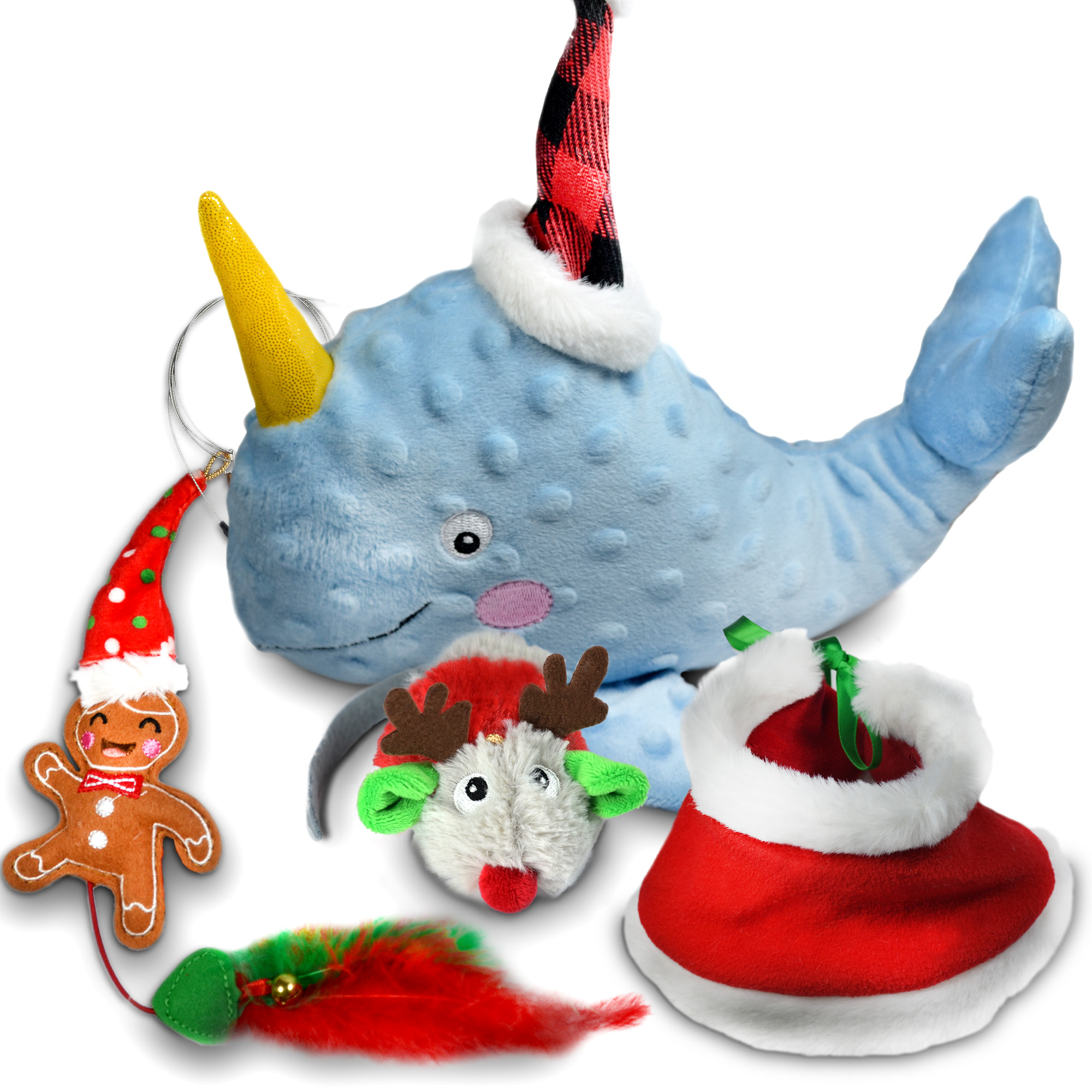 Xmas Tales, Fun interactive Cat Feather/plush toy set, Christmas Theme, Make holiday season memories
