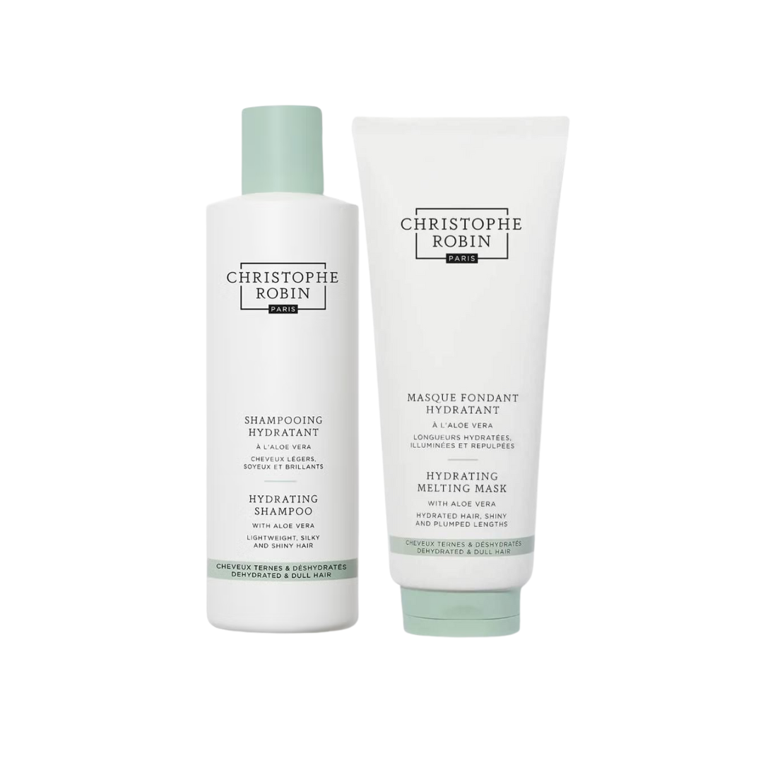 Christophe Robin Hydrating Shampoo with Aloe Vera 250ml And Christophe Robin Hydrating Melting Mask with Aloe Vera 200ml