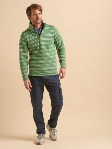 One Off Job Lot Of 5 Brakeburn Green Stripe Quarter Zip Sweatshirts