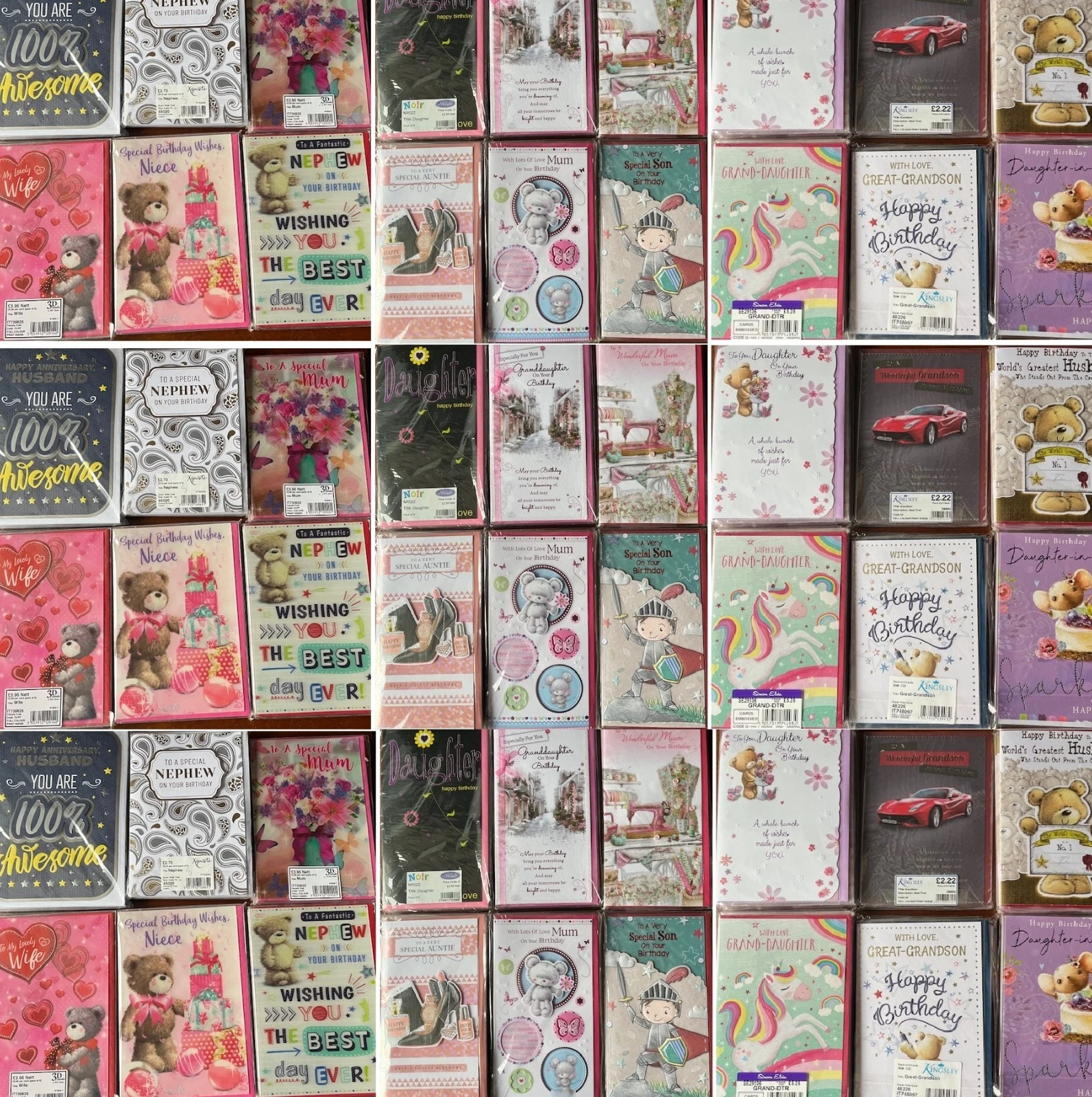 240pcs Assorted Birthday Cards with Envelopes | 18 designs | for male and female