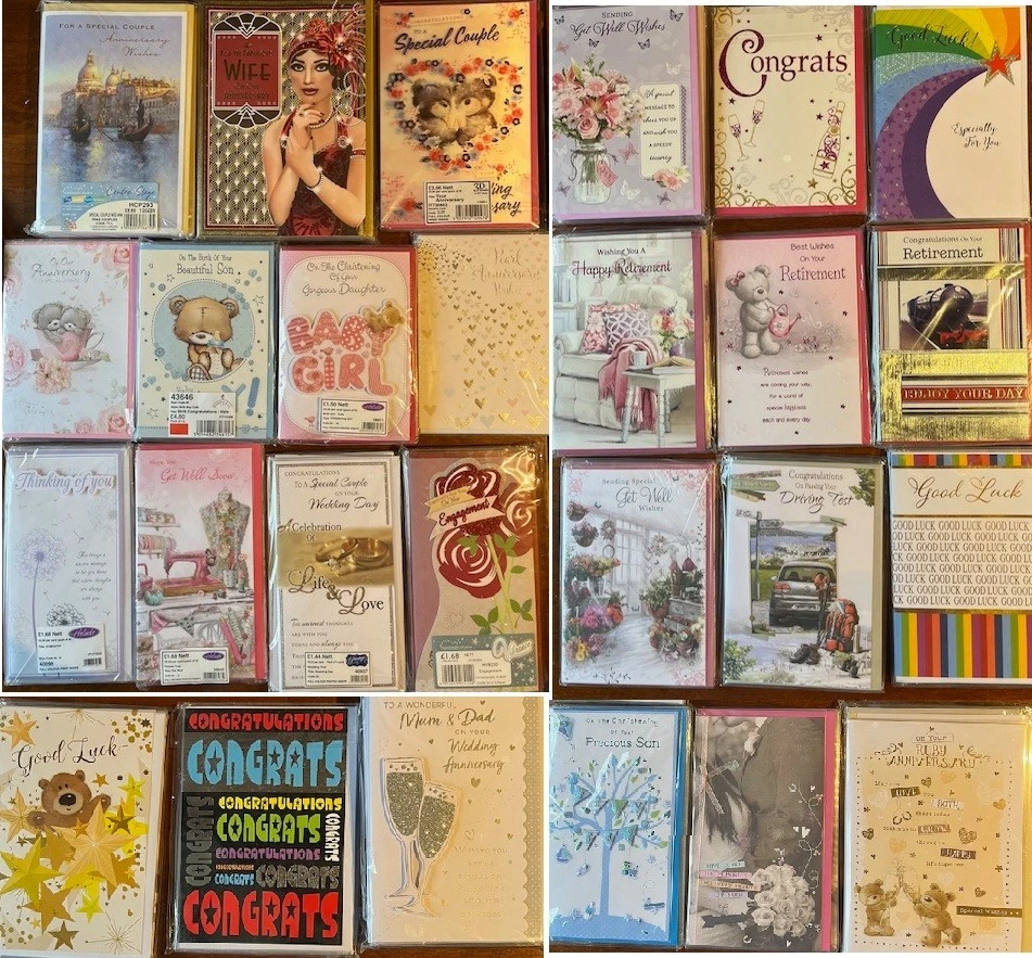 240pcs Assorted Celebration Cards with inc Envelopes | at least 16 designs