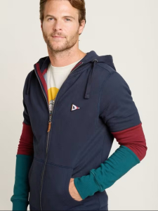 Job Lot Of 7 Mens Brakeburn Colour Block Zip-Through Hoodie, Navy