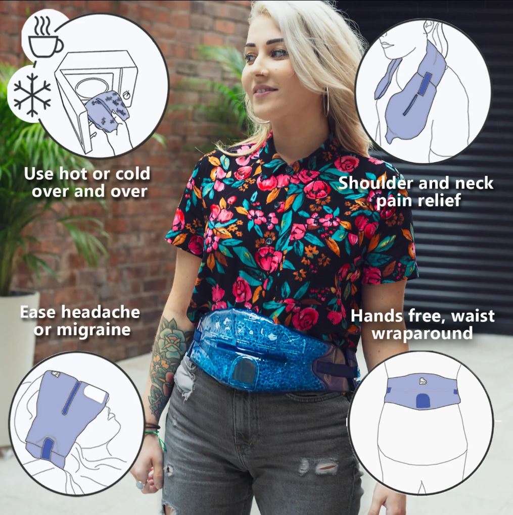 Hug Wearable Heatpacks:hot or cold reusable wraparound heatpacks, size adjustable