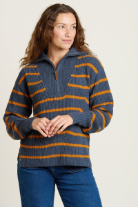 Joblot Of 3 Ladies Brakeburn Knitted Stripe Quarter Zip Jumper