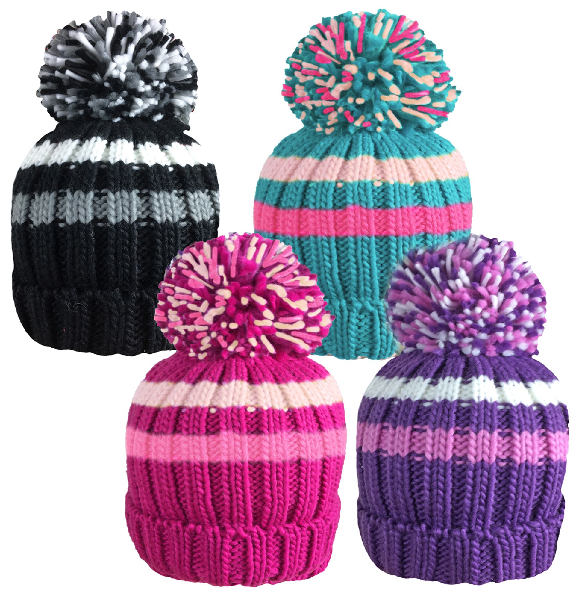 Girls Warm Knitted Winter Hats Joblot for Resale 50pc