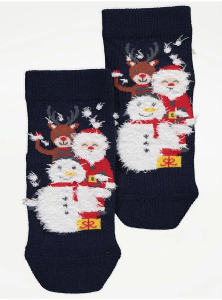 Wholesale Job Lot of 12 Kid's Ex-Chainstore Christmas Navy Ankle Socks