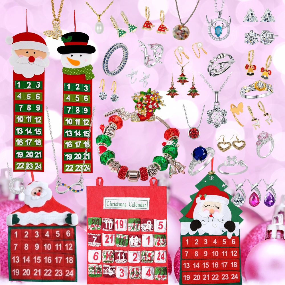 10 Boxes-Reusable Christmas Santa with 24pcs Premium Jewellery Advent Calendar-Random|GCJSET008//039|UK SELLER