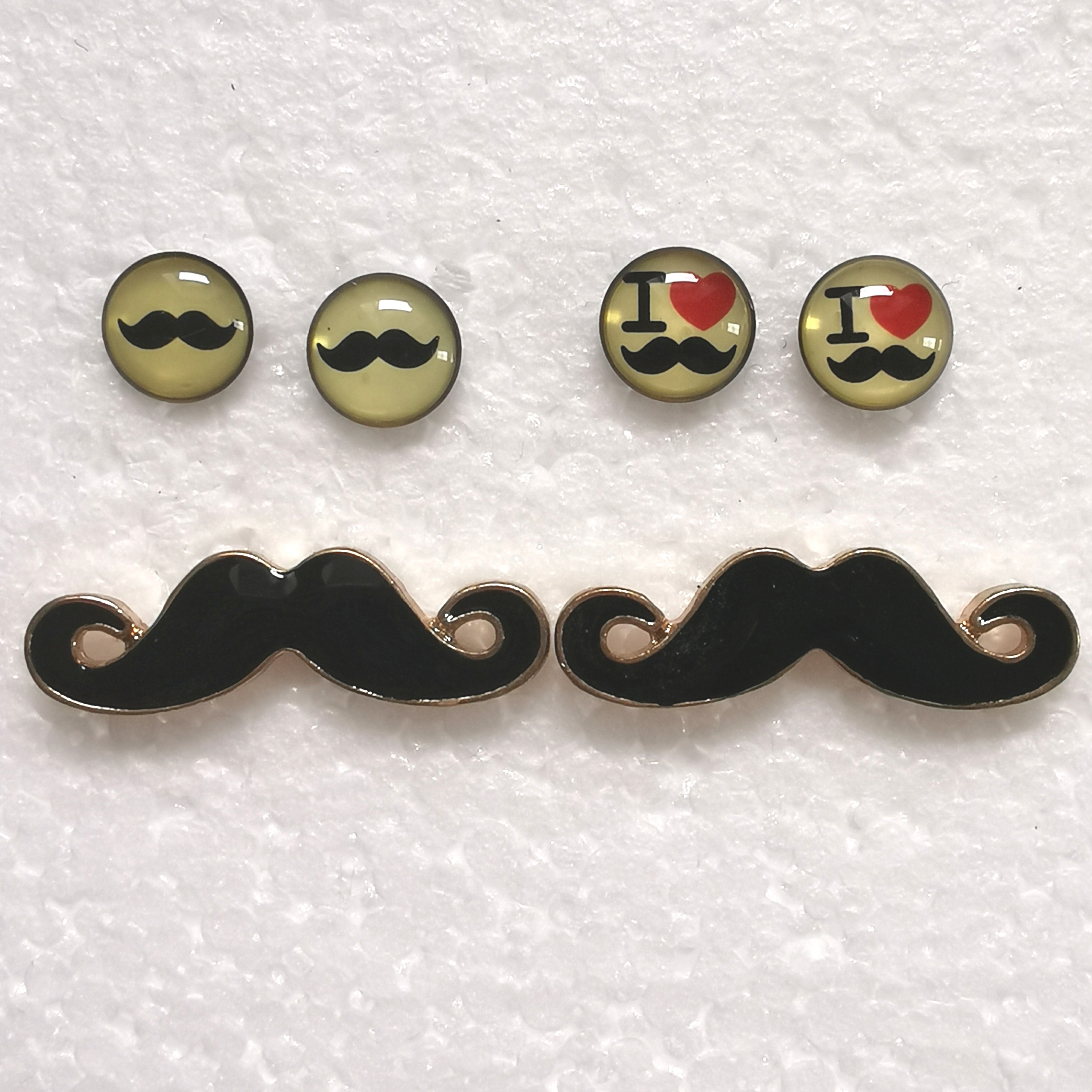 Wholesale Joblot of 50 Vintage Look Moustache Earrings In 3 Designs