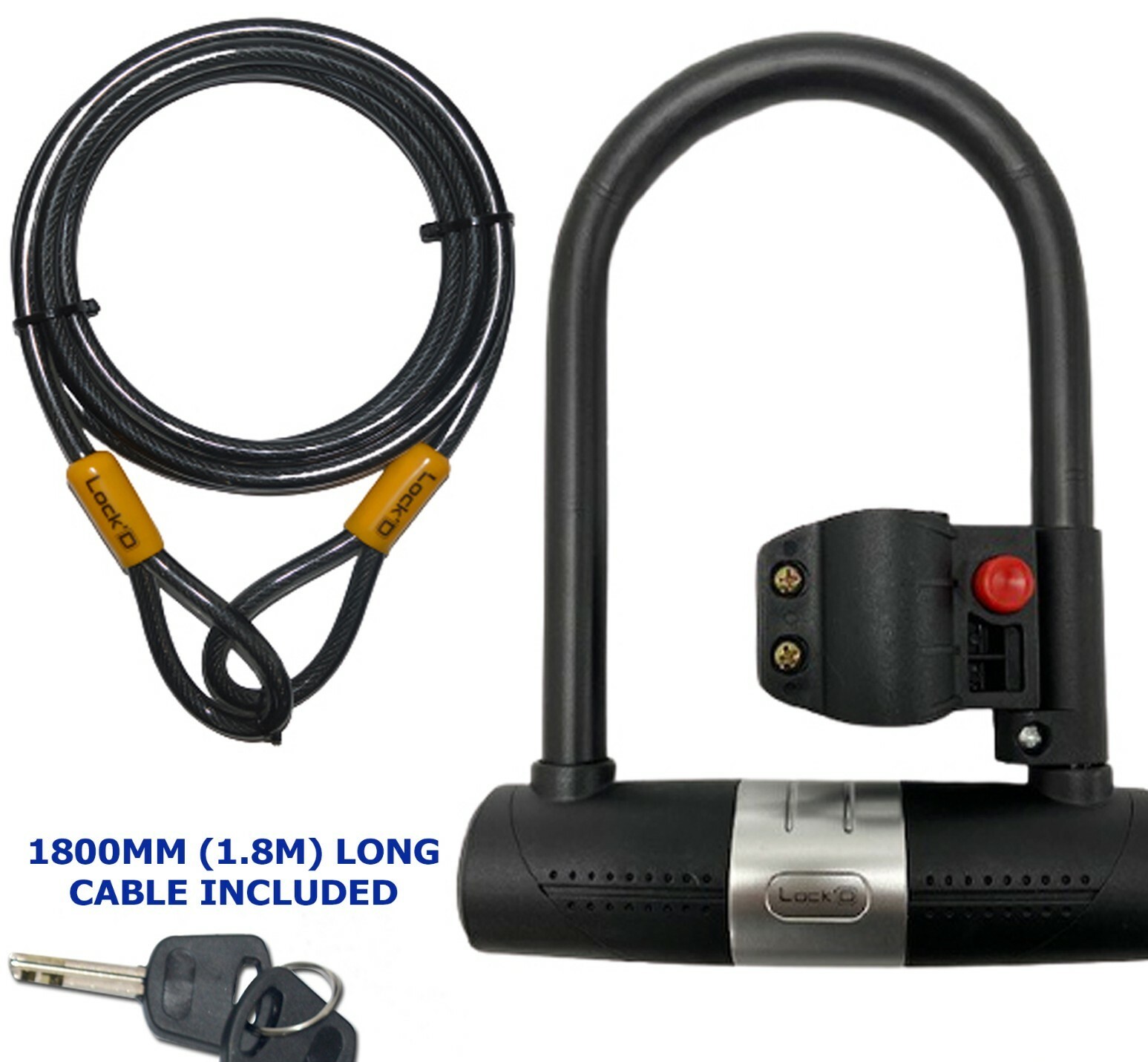 50 X U SHAPED BIKE LOCK WITH TWO KEYS 1.8M HEAVY DUTY CABLE WITH BRACKET BIKE D LOCK RRP £13000+