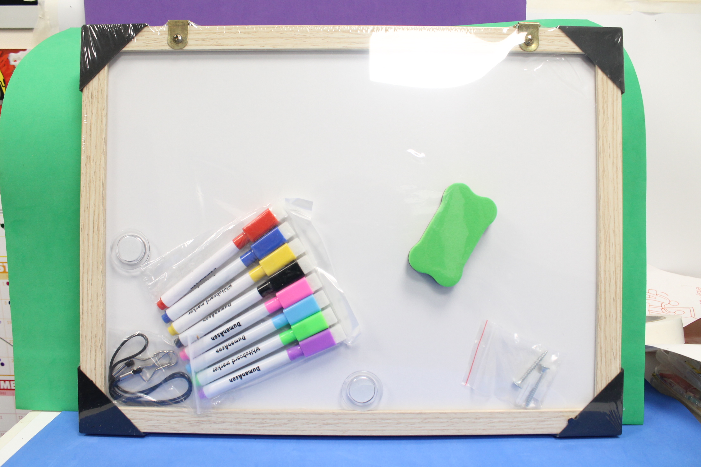 DumanAsen Dry wipe Whiteboard with Pens ,Eraser ,Magnets ,Fixing Kit 