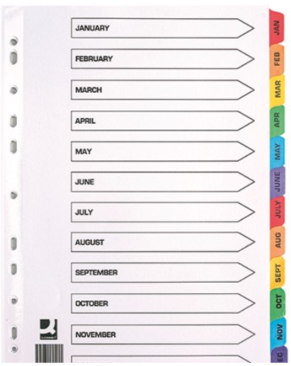 Q connect Monthly Filing Dividers January  -December 