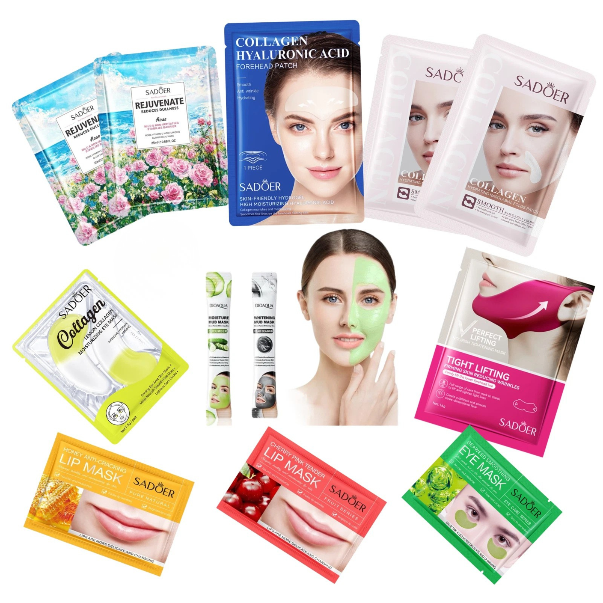 Mixed 50pcs-Hydra Care Natural Moisturising Complete Facial Mask Sheet Collection Set-Random|GCMK-Set 1-50pcs Mixed|UK SELLER