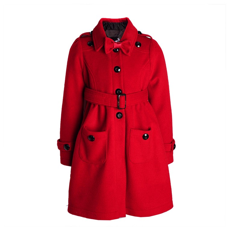 Girls Red Cashmere Long Coat  – Elegant autumn Wear (3-5 Years)