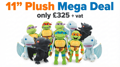 Mega Plush Deal – 96 x 11” Licensed Plush Assorted | TMNT & Yu-Gi-Oh