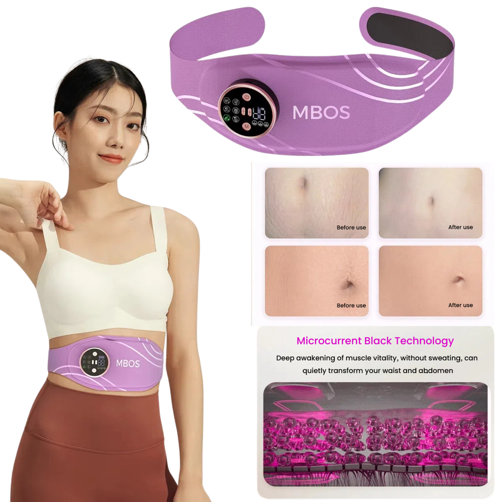 10pcs-MBOS 3-in-1 Red Light Therapy & EMS Body Sculpting Belt Non-Invasive Fat Burning & Menstrual Relief|GCBT011-10pcs|UK SELLER