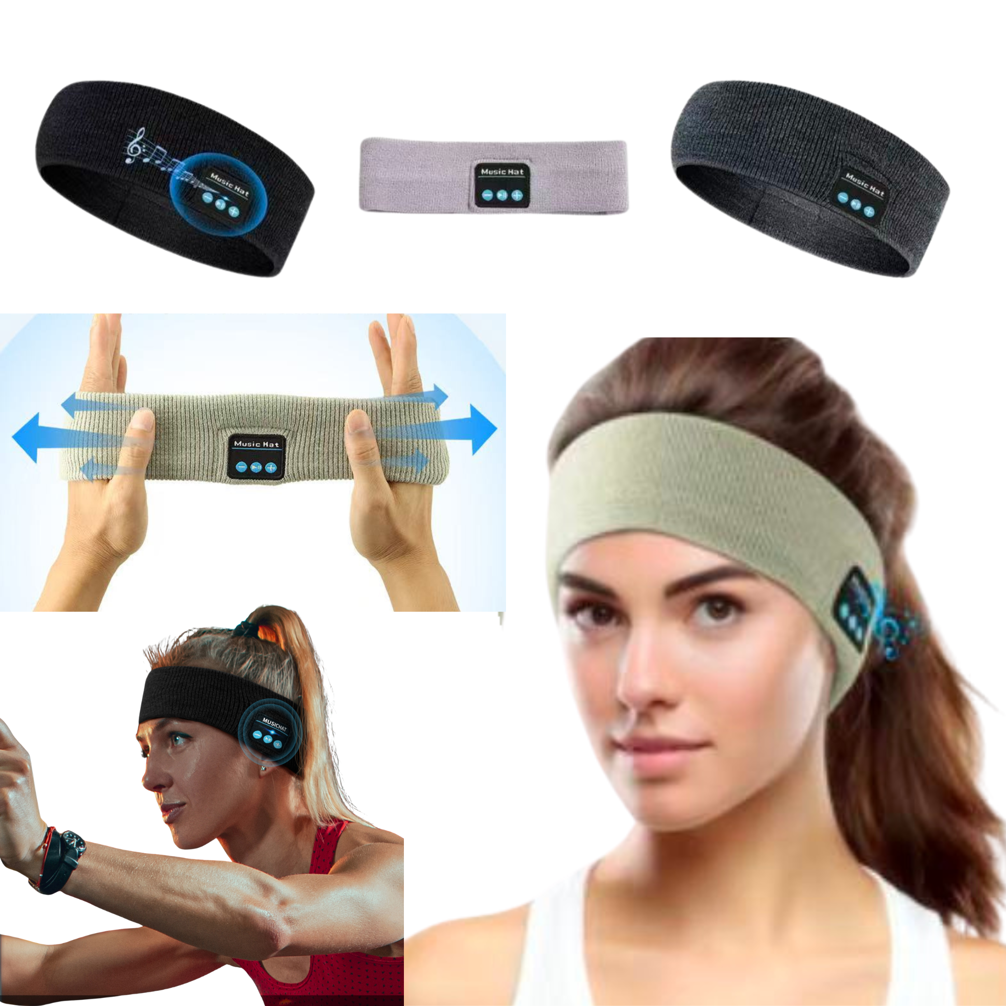 20pcs-Adjustable Sport Bluetooth Headband Waterproof Headphones Wireless Sleep, Relaxation, Travel & Insomnia Relief-Mixed|GCBT021-20pcs-Random|UK SEL