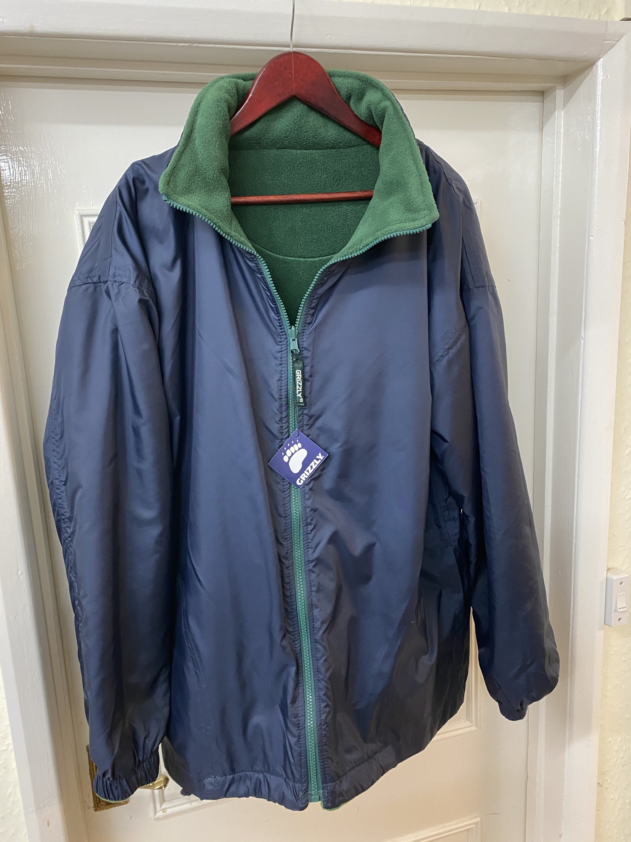 Grizzly Antarctic Reversible Green Fleece and Navy Blue Waterproof Jacket