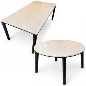 One Off Job Lot of 7 David Phillips Mixed Modern Stone-Top Dining Tables