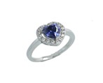 Heart Imitation Rhodium Plated & Blue CZ ring