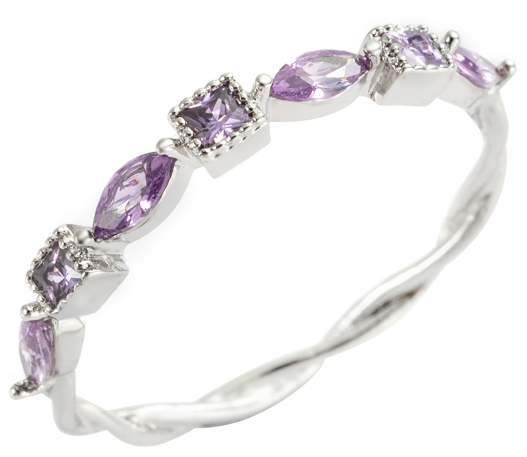 Purple & Clear CZ eternity ring