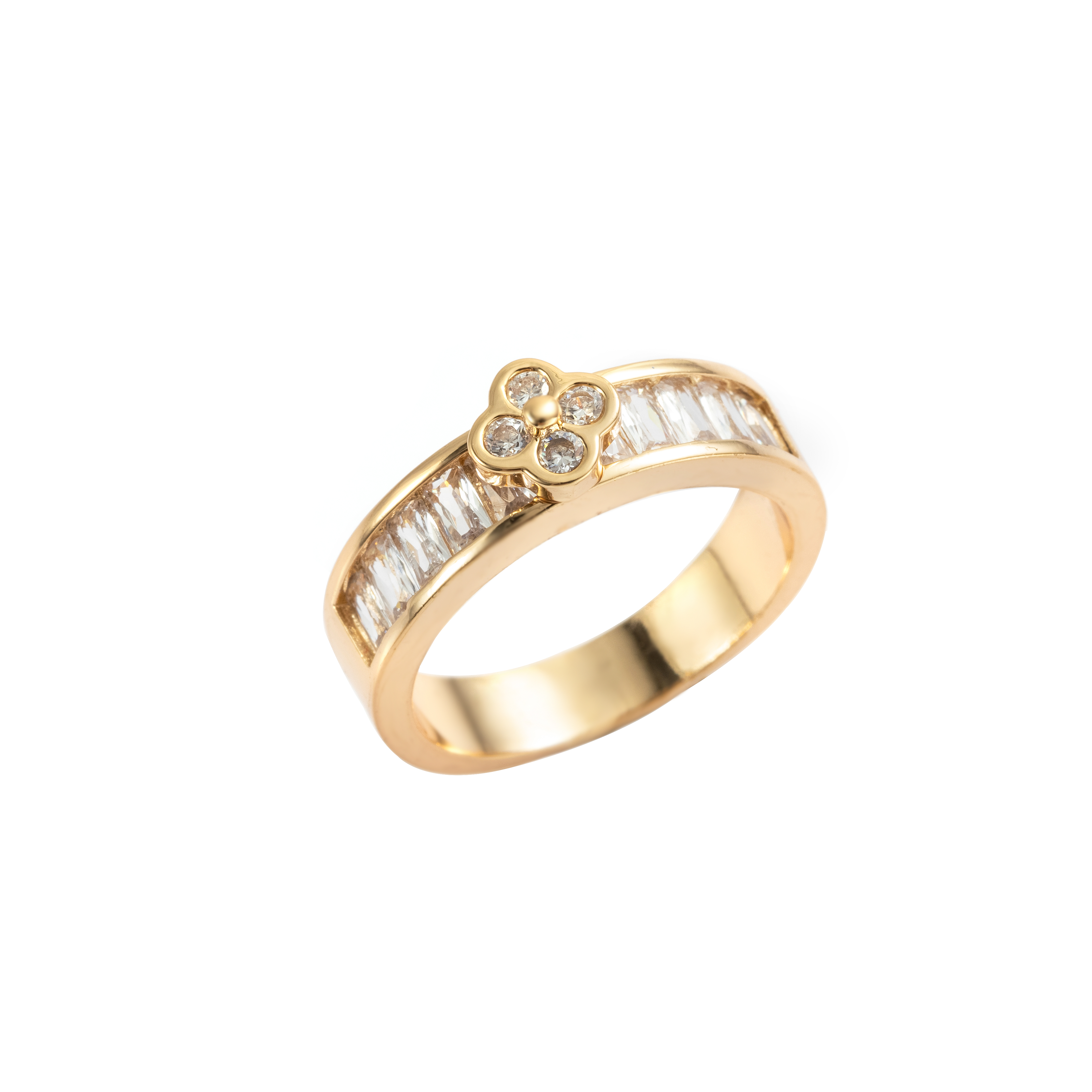 Clear CZ quatrefoil rings