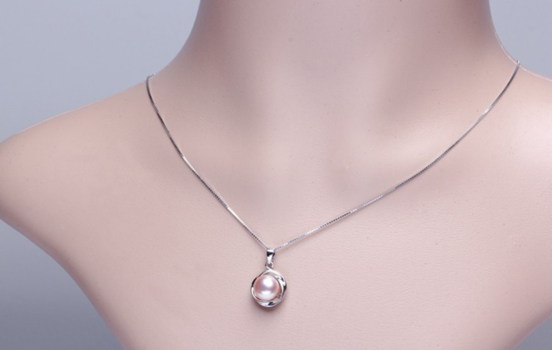 925 Silver Freshwater Pearl Pendant/Necklace, Pink/White