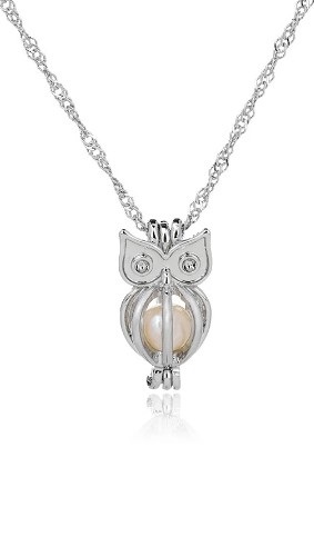 Owl & Dolphin pendants containing Freshwater pearl, Silver plated