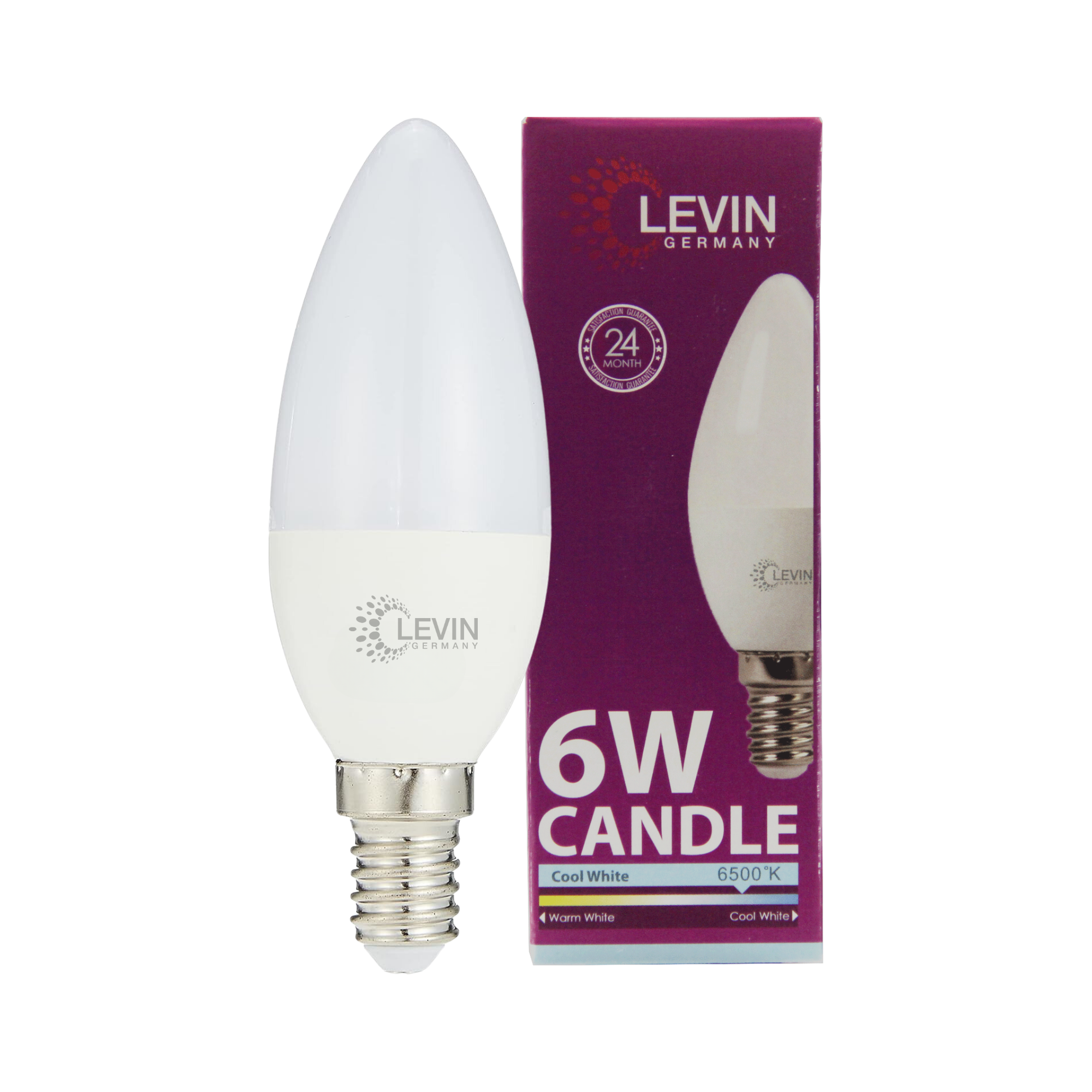96 Candle Bulbs (16 x 6-Pack)- E14 Small Screw (SES), 6W, 6500K Cool White, Non-Dimmable, 40W Equivalent, Vintage Look, Energy Efficient