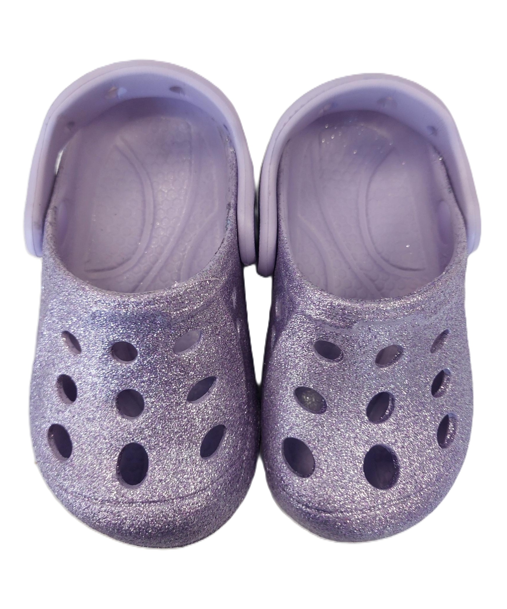 CHILDREN'S CLOGS - LILAC GLITTER, 5 SIZES, 50 UNITS PER JOB LOT