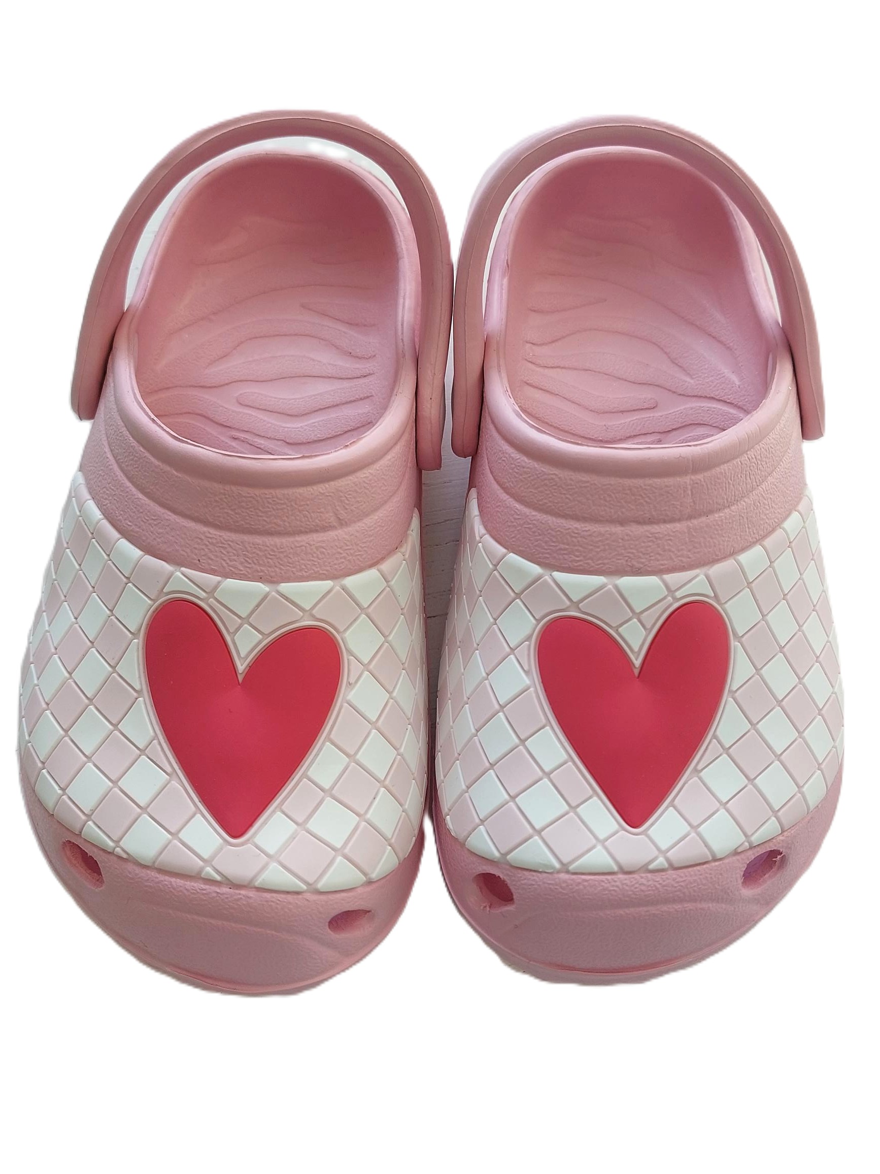 CHILDREN'S CLOGS - PINK WITH HEART DETAIL, 5 SIZES, 50 UNITS PER JOB LOT