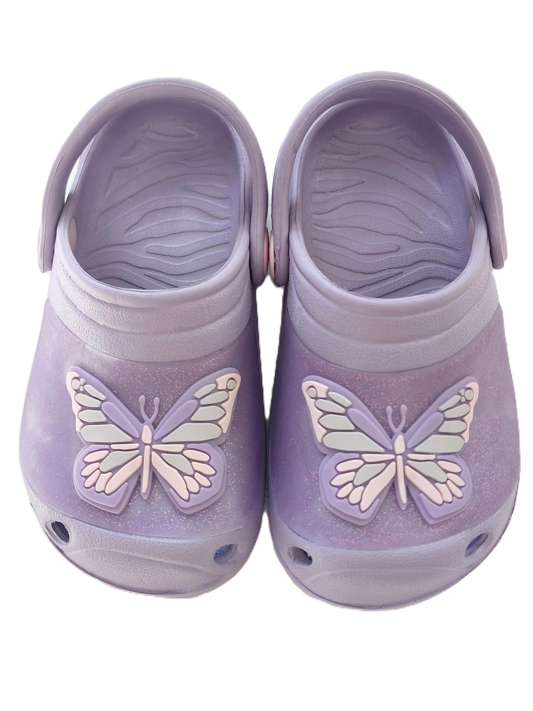 CHILDREN'S CLOGS - LILAC WITH BUTTERFLY DETAIL, 5 SIZES, 50 UNITS PER JOB LOT